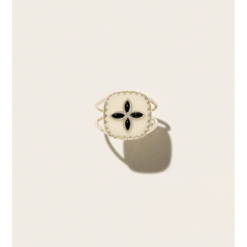 BAGUE BOWIE N2 BLANC ONYX PASCALE MONVOISIN