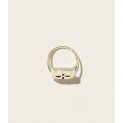 BAGUE BOWIE N2 BLANC ONYX PASCALE MONVOISIN