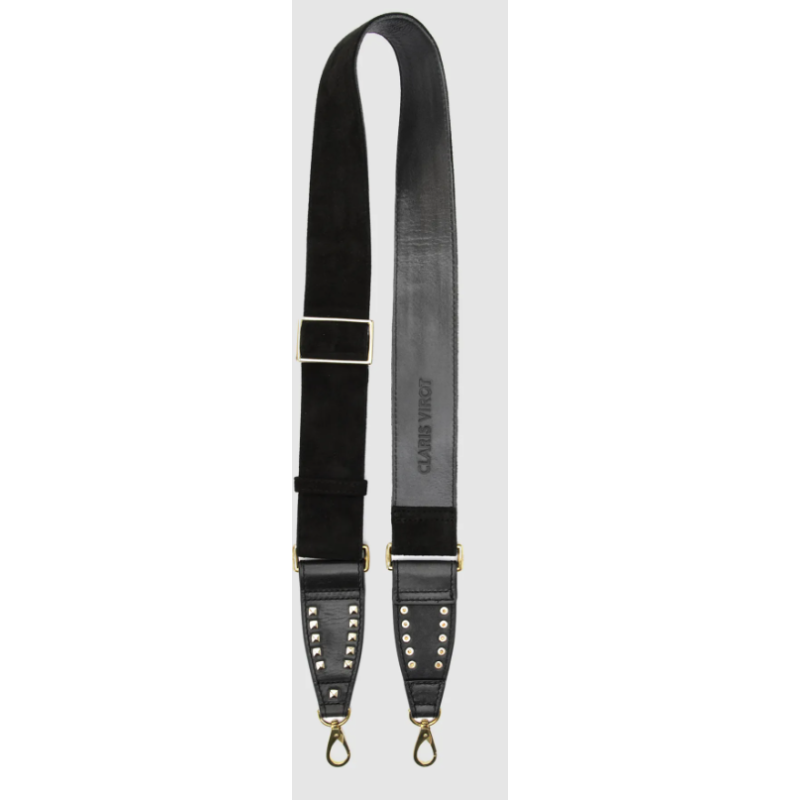 BANDOULIERE DAIM NOIR CLOUS OR CLARIS VIROT