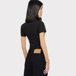 T-SHIRT MANCHES COURTES NOIR MM6