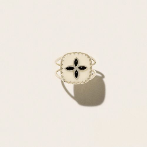 BAGUE BOWIE N2 BLANC ONYX PASCALE MONVOISIN