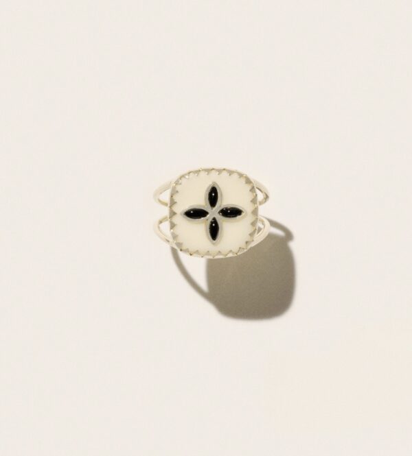 BAGUE BOWIE N2 BLANC ONYX PASCALE MONVOISIN