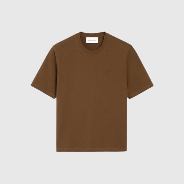 T-shirt marron en coton Ami de Coeur embossé AMI