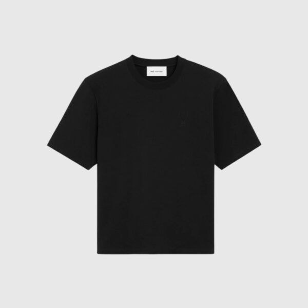 T-shirt noir en coton Ami de Coeur embossé AMI