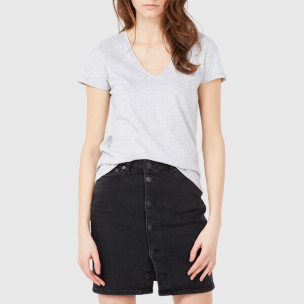 T-shirt Julia Col V Gris Chiné Majestic Filatures