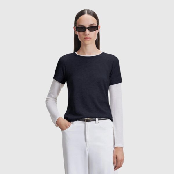 T-shirt Col Rond Marine Majestic Filatures