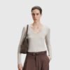 T-shirt Col V Ecru Chiné Majestic Filatures