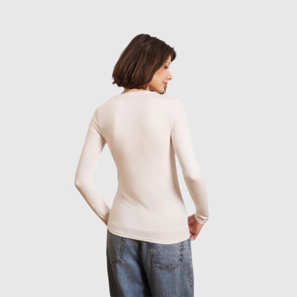 T-shirt Col V Crème Majestic Filatures